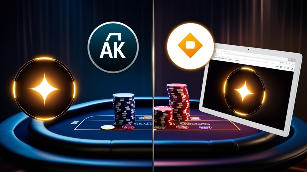 Comparación visual entre app, APK y web en un entorno de casino oscuro