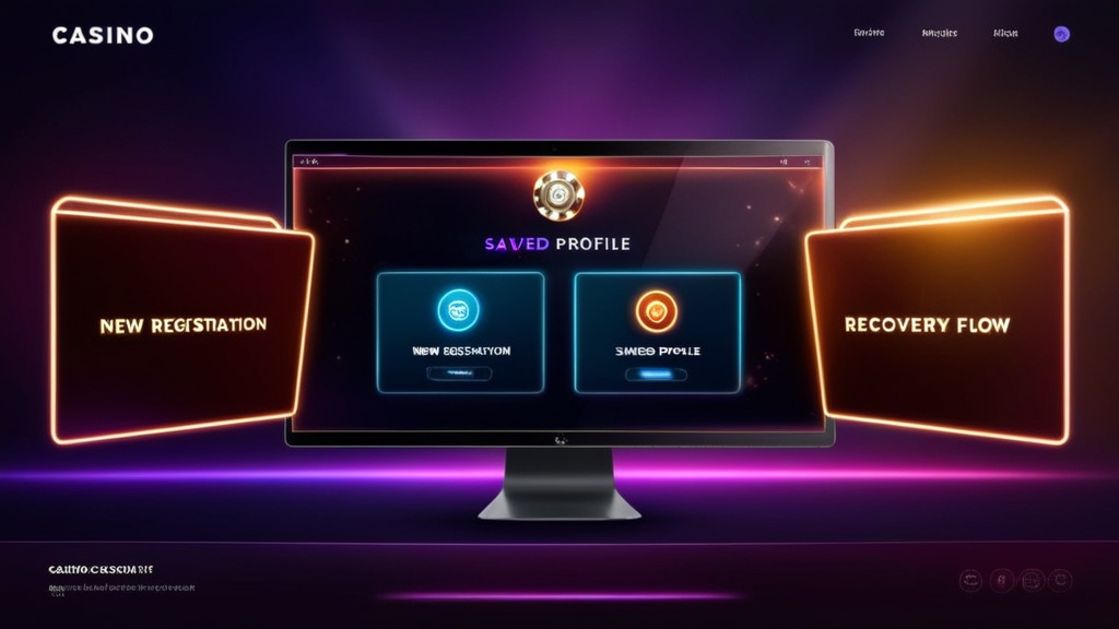 Panel digital que muestra opciones de registro y acceso en un ambiente de casino