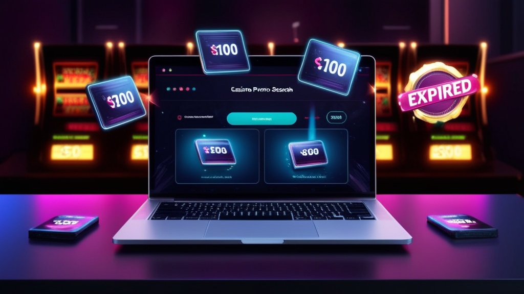 Pantalla con variantes de código promocional en un entorno de casino