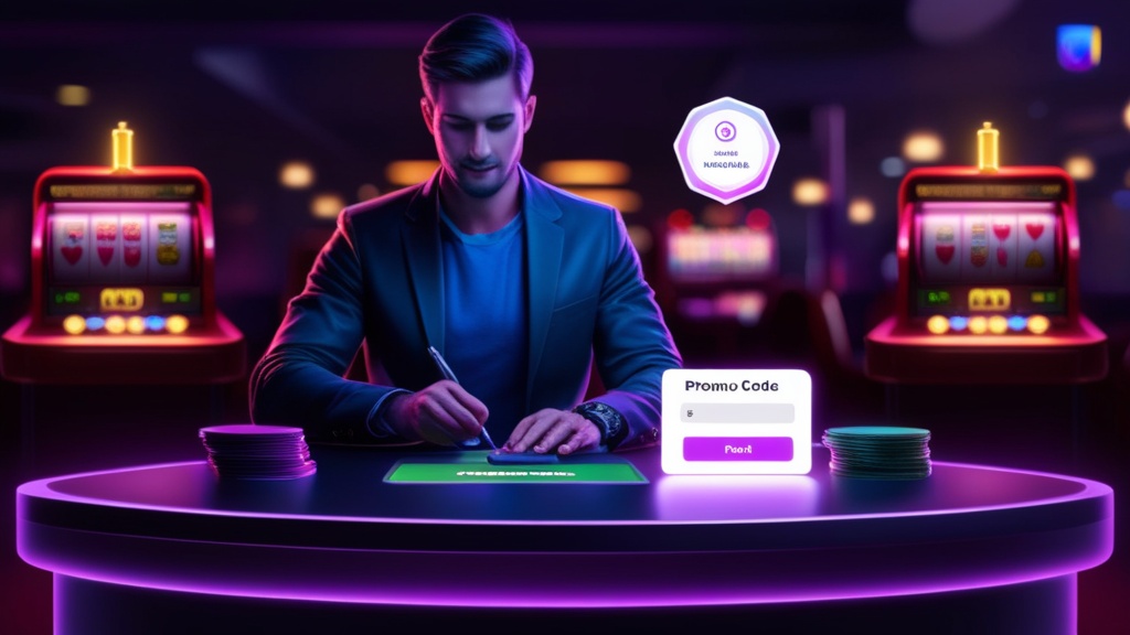 Formulario de registro con código promocional y luces de casino